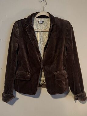 GUC J. Crew Brown Velvet Feel Blazer 100% Cotton